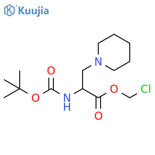 1-Piperidinepropanoic acid, α-[[(1,1-dimethylethoxy)carbonyl]amino]-, chloromethyl ester structure