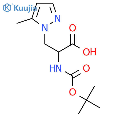2-{(tert-butoxy)carbonylamino}-3-(5-methyl-1H-pyrazol-1-yl)propanoic acid structure