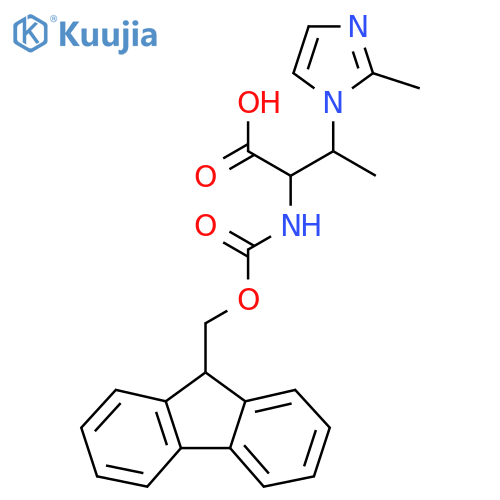 2-({(9H-fluoren-9-yl)methoxycarbonyl}amino)-3-(2-methyl-1H-imidazol-1-yl)butanoic acid structure