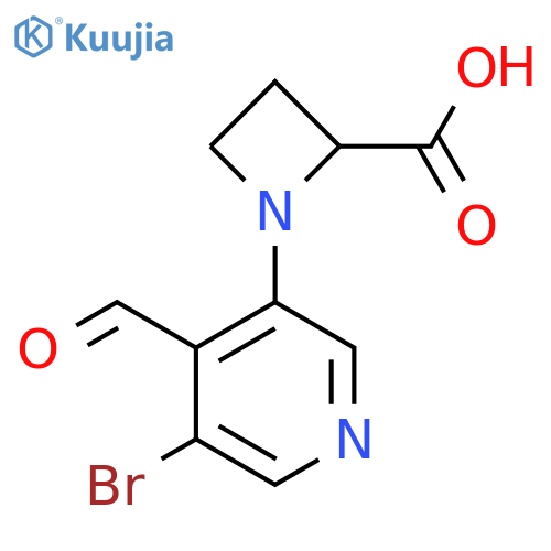 1-(5-Bromo-4-formylpyridin-3-yl)azetidine-2-carboxylic acid structure