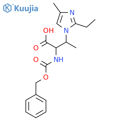 2-{(benzyloxy)carbonylamino}-3-(2-ethyl-4-methyl-1H-imidazol-1-yl)butanoic acid structure