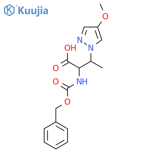 2-{(benzyloxy)carbonylamino}-3-(4-methoxy-1H-pyrazol-1-yl)butanoic acid structure