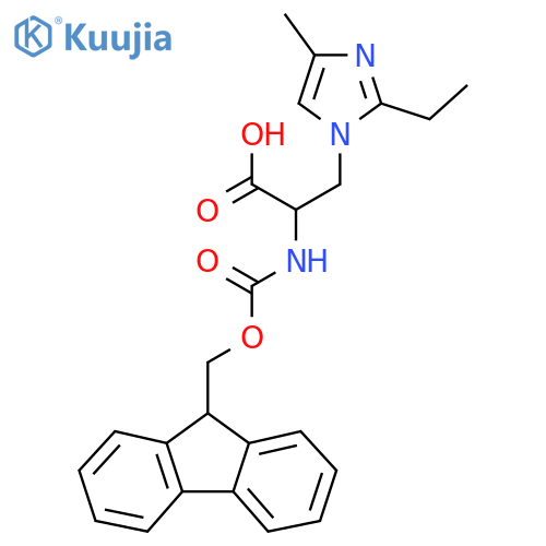 3-(2-ethyl-4-methyl-1H-imidazol-1-yl)-2-({(9H-fluoren-9-yl)methoxycarbonyl}amino)propanoic acid structure