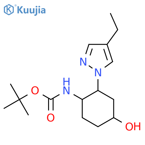tert-butyl N-[2-(4-ethyl-1H-pyrazol-1-yl)-4-hydroxycyclohexyl]carbamate structure