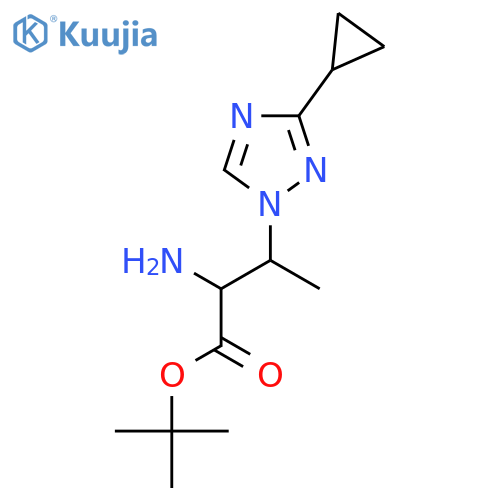 tert-butyl 2-amino-3-(3-cyclopropyl-1H-1,2,4-triazol-1-yl)butanoate structure