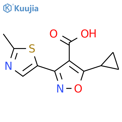 5-Cyclopropyl-3-(2-methyl-1,3-thiazol-5-yl)-1,2-oxazole-4-carboxylic acid structure