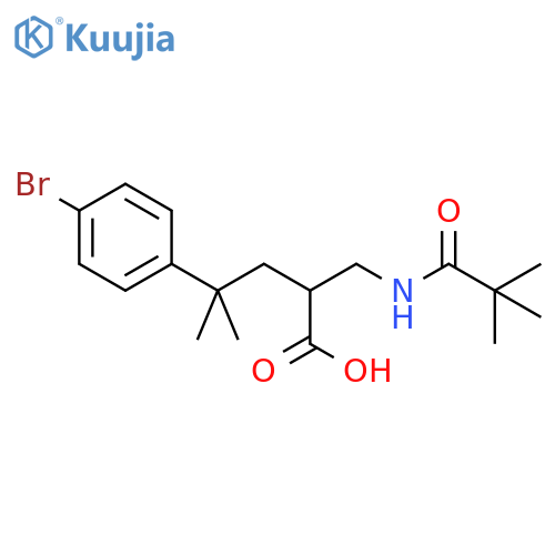 4-(4-Bromophenyl)-2-[(2,2-dimethylpropanamido)methyl]-4-methylpentanoic acid structure