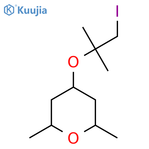 4-(1-iodo-2-methylpropan-2-yl)oxy-2,6-dimethyloxane structure