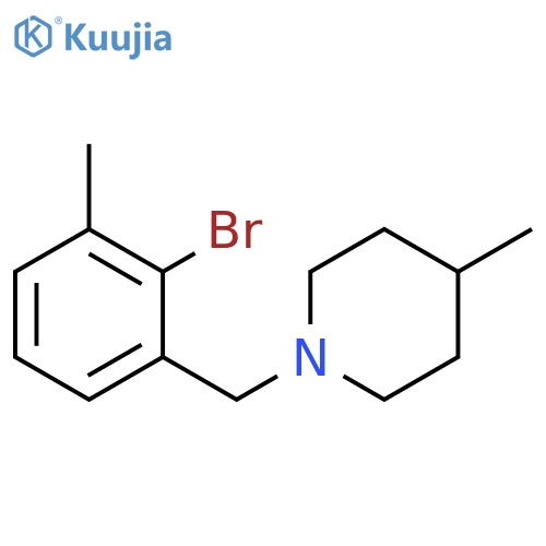 Piperidine, 1-[(2-bromo-3-methylphenyl)methyl]-4-methyl- structure