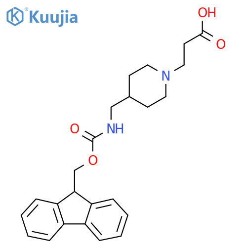 3-{4-[({[(9H-fluoren-9-yl)methoxy]carbonyl}amino)methyl]piperidin-1-yl}propanoic acid structure