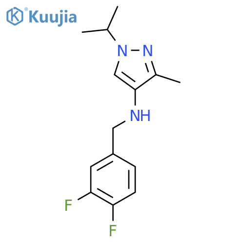 N-(3,4-difluorophenyl)methyl-3-methyl-1-(propan-2-yl)-1H-pyrazol-4-amine structure