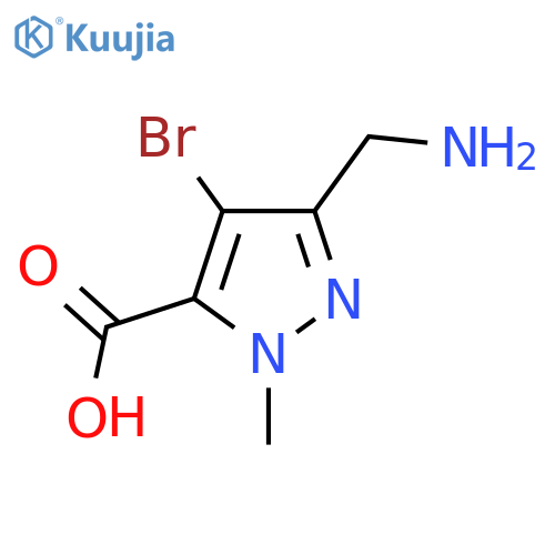 3-(aminomethyl)-4-bromo-1-methyl-1H-pyrazole-5-carboxylic acid structure