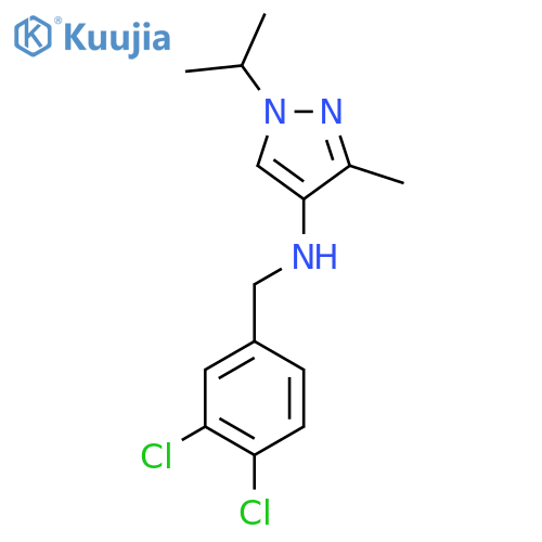 N-(3,4-dichlorophenyl)methyl-3-methyl-1-(propan-2-yl)-1H-pyrazol-4-amine structure
