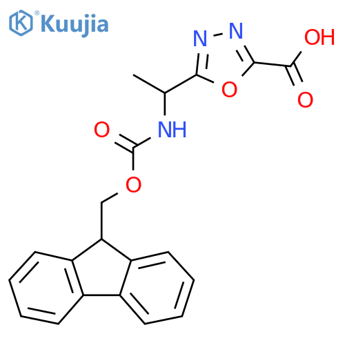 5-[1-({[(9H-fluoren-9-yl)methoxy]carbonyl}amino)ethyl]-1,3,4-oxadiazole-2-carboxylic acid structure