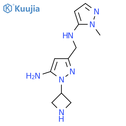 1-(azetidin-3-yl)-3-{(1-methyl-1H-pyrazol-5-yl)aminomethyl}-1H-pyrazol-5-amine structure