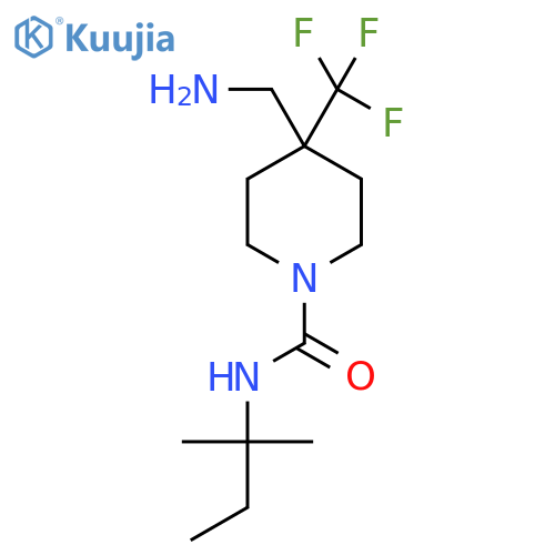 4-(aminomethyl)-N-(2-methylbutan-2-yl)-4-(trifluoromethyl)piperidine-1-carboxamide structure