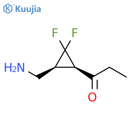 1-Propanone, 1-[(1R,3S)-3-(aminomethyl)-2,2-difluorocyclopropyl]-, rel- structure