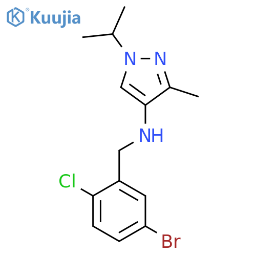 N-(5-bromo-2-chlorophenyl)methyl-3-methyl-1-(propan-2-yl)-1H-pyrazol-4-amine structure