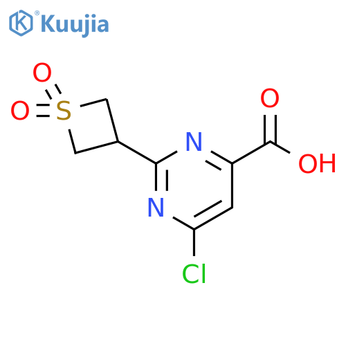 4-Pyrimidinecarboxylic acid, 6-chloro-2-(1,1-dioxido-3-thietanyl)- structure