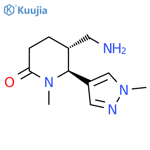 2-Piperidinone, 5-(aminomethyl)-1-methyl-6-(1-methyl-1H-pyrazol-4-yl)-, (5R,6S)-rel- structure