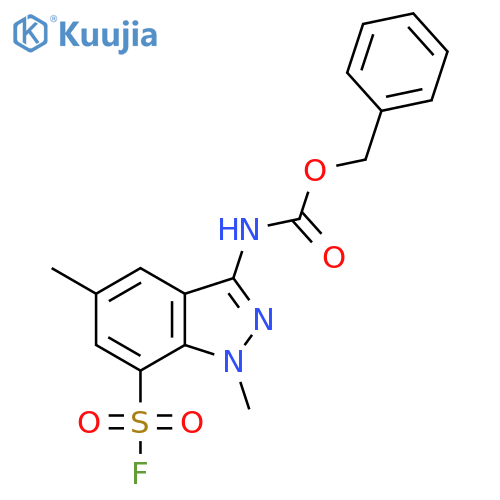 benzyl N-[7-(fluorosulfonyl)-1,5-dimethyl-1H-indazol-3-yl]carbamate structure