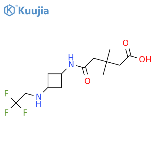 Pentanoic acid, 3,3-dimethyl-5-oxo-5-[[3-[(2,2,2-trifluoroethyl)amino]cyclobutyl]amino]- structure