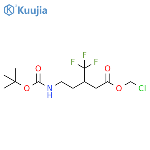 Pentanoic acid, 5-[[(1,1-dimethylethoxy)carbonyl]amino]-3-(trifluoromethyl)-, chloromethyl ester structure