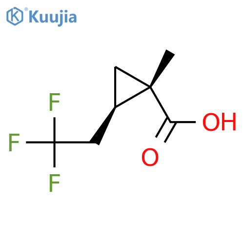 rac-(1R,2S)-1-methyl-2-(2,2,2-trifluoroethyl)cyclopropane-1-carboxylic acid structure