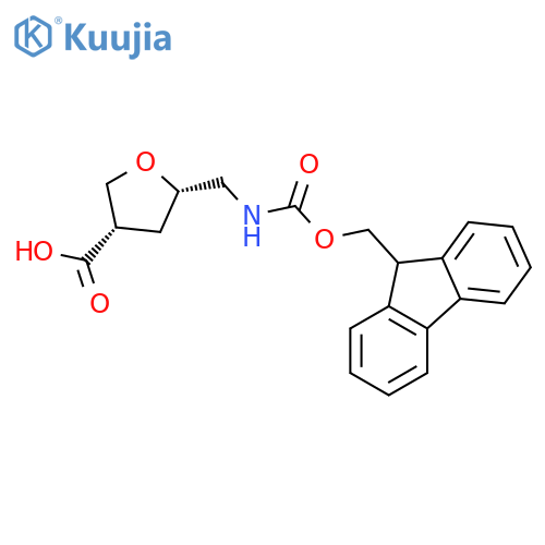 rac-(3R,5R)-5-[({[(9H-fluoren-9-yl)methoxy]carbonyl}amino)methyl]oxolane-3-carboxylic acid structure