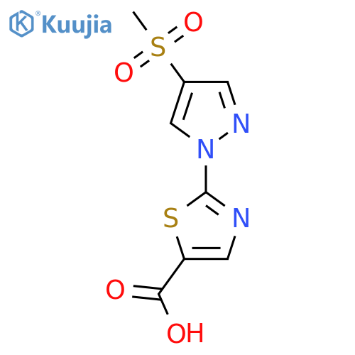 2-(4-methanesulfonyl-1H-pyrazol-1-yl)-1,3-thiazole-5-carboxylic acid structure