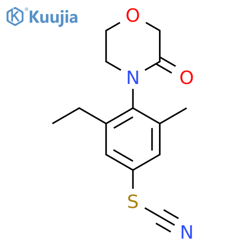 {3-ethyl-5-methyl-4-(3-oxomorpholin-4-yl)phenylsulfanyl}formonitrile structure
