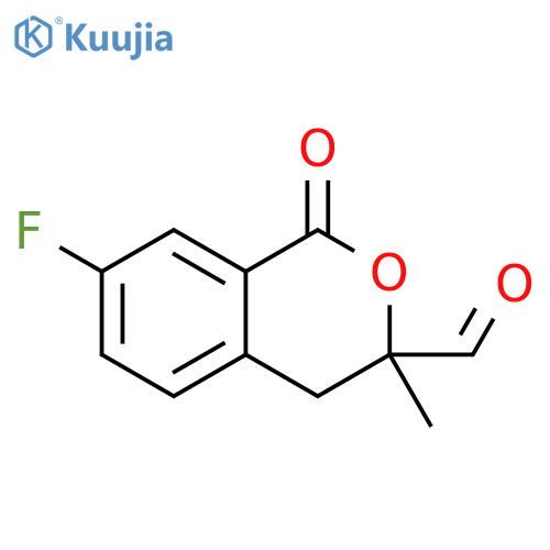 1H-2-Benzopyran-3-carboxaldehyde, 7-fluoro-3,4-dihydro-3-methyl-1-oxo- structure