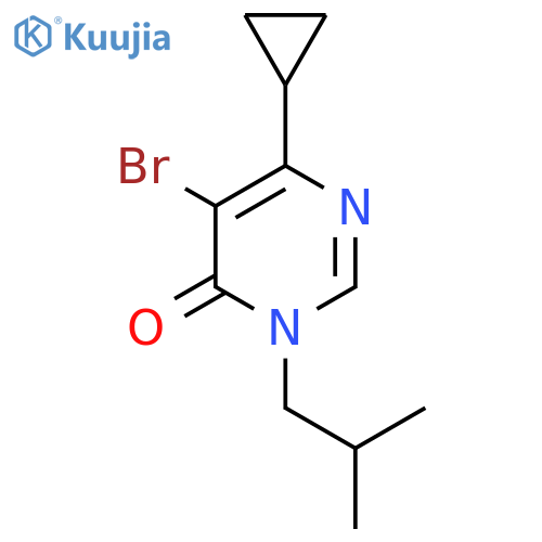 5-bromo-6-cyclopropyl-3-(2-methylpropyl)-3,4-dihydropyrimidin-4-one structure