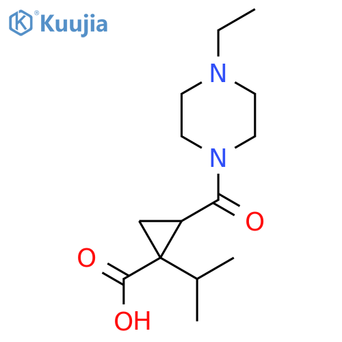 2-(4-Ethylpiperazine-1-carbonyl)-1-(propan-2-yl)cyclopropane-1-carboxylic acid structure