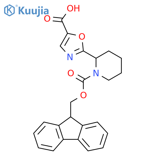 2-(1-{[(9H-fluoren-9-yl)methoxy]carbonyl}piperidin-2-yl)-1,3-oxazole-5-carboxylic acid structure