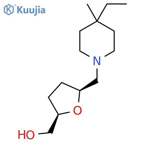 rac-[(2R,5S)-5-[(4-ethyl-4-methylpiperidin-1-yl)methyl]oxolan-2-yl]methanol structure