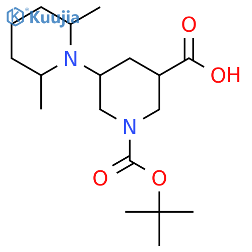 1-[(Tert-butoxy)carbonyl]-5-(2,6-dimethylpiperidin-1-yl)piperidine-3-carboxylic acid structure