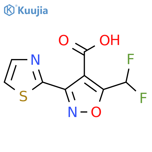 5-(Difluoromethyl)-3-(1,3-thiazol-2-yl)-1,2-oxazole-4-carboxylic acid structure