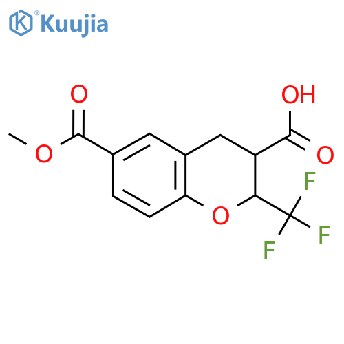 6-(methoxycarbonyl)-2-(trifluoromethyl)-3,4-dihydro-2H-1-benzopyran-3-carboxylic acid structure