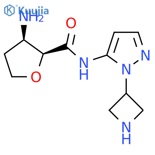 rac-(2R,3S)-3-amino-N-1-(azetidin-3-yl)-1H-pyrazol-5-yloxolane-2-carboxamide structure