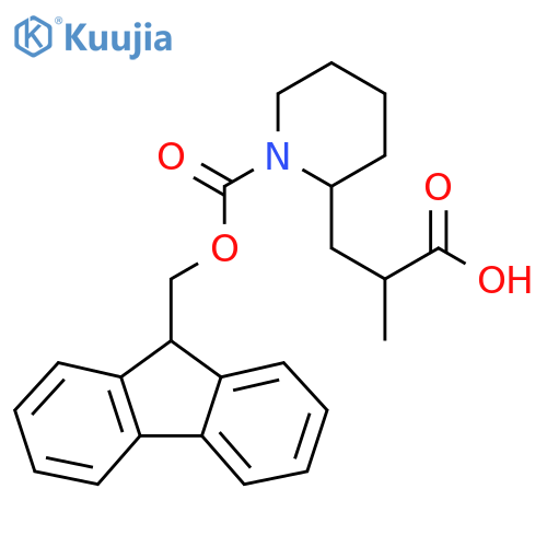 3-(1-{[(9H-fluoren-9-yl)methoxy]carbonyl}piperidin-2-yl)-2-methylpropanoic acid structure