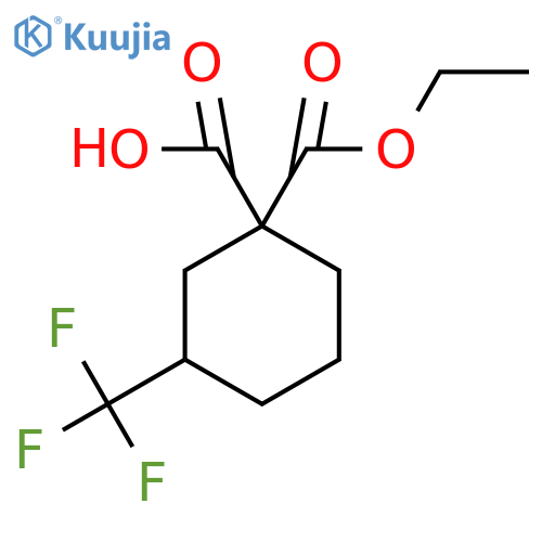1-(ethoxycarbonyl)-3-(trifluoromethyl)cyclohexane-1-carboxylic acid structure