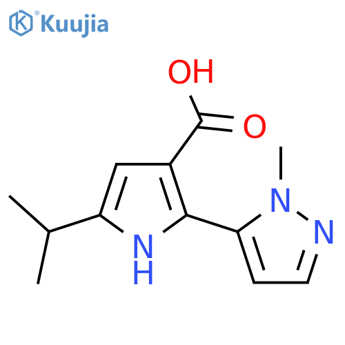 2-(1-methyl-1H-pyrazol-5-yl)-5-(propan-2-yl)-1H-pyrrole-3-carboxylic acid structure