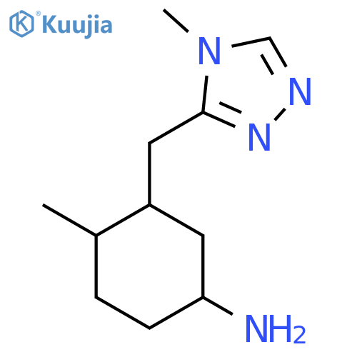 4-methyl-3-[(4-methyl-4H-1,2,4-triazol-3-yl)methyl]cyclohexan-1-amine structure