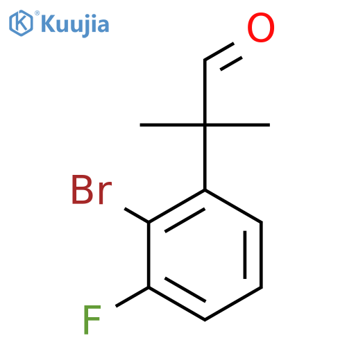 2-(2-bromo-3-fluorophenyl)-2-methylpropanal structure