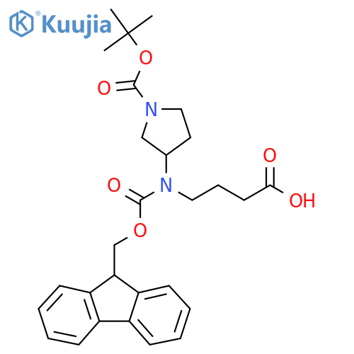 4-({1-(tert-butoxy)carbonylpyrrolidin-3-yl}({(9H-fluoren-9-yl)methoxycarbonyl})amino)butanoic acid structure