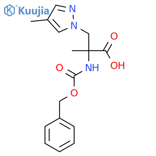 2-{(benzyloxy)carbonylamino}-2-methyl-3-(4-methyl-1H-pyrazol-1-yl)propanoic acid structure