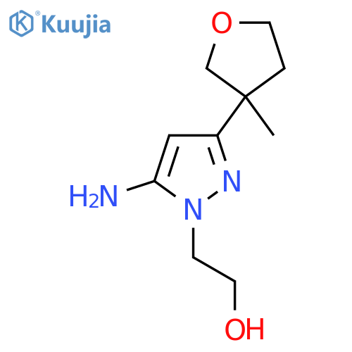 2-[5-amino-3-(3-methyloxolan-3-yl)-1H-pyrazol-1-yl]ethan-1-ol structure