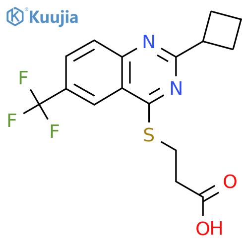 3-{[2-Cyclobutyl-6-(trifluoromethyl)quinazolin-4-yl]sulfanyl}propanoic acid structure