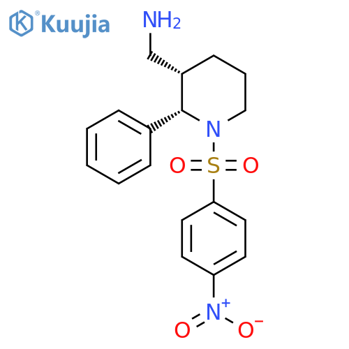 rac-1-[(2R,3R)-1-(4-nitrobenzenesulfonyl)-2-phenylpiperidin-3-yl]methanamine structure